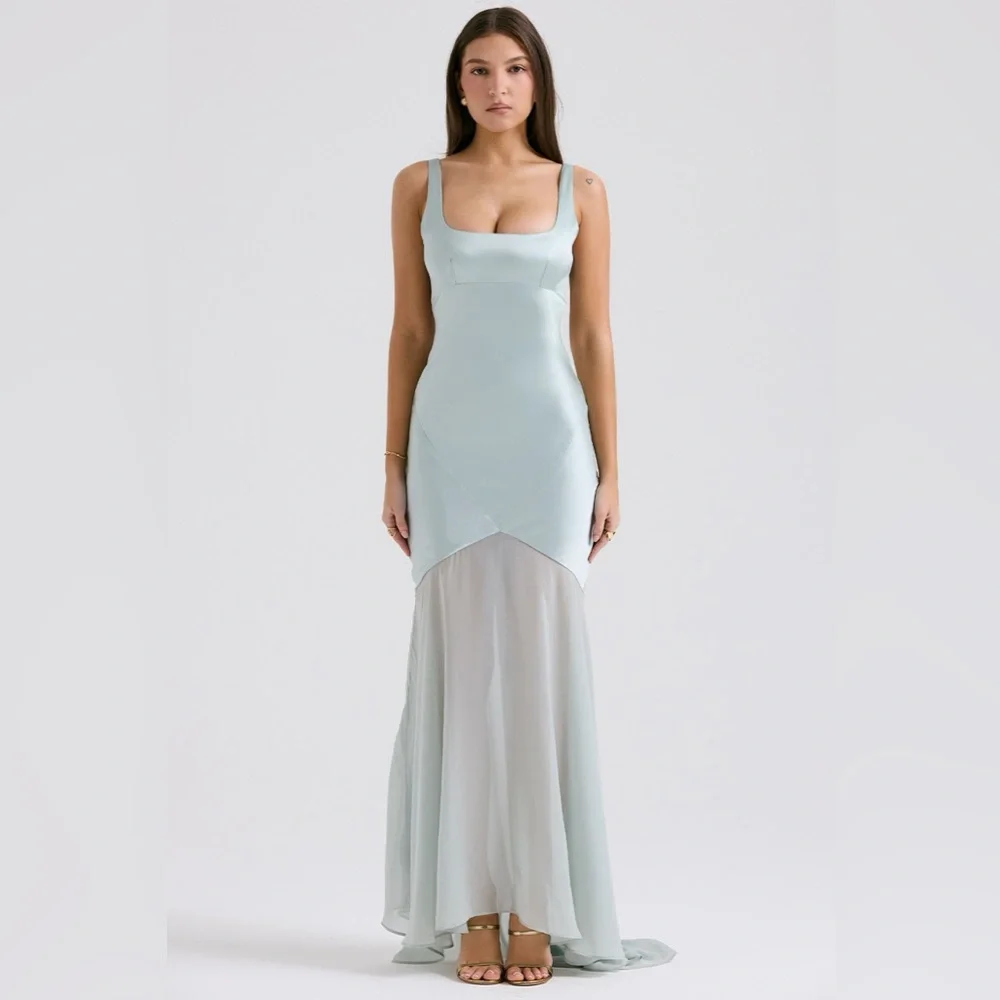 House of CB Vittoria Pistachio Chiffon Floor Length Gown - Picture 4 of 11